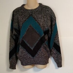 Vtg 80s Leather Patched Punk Rock Oaktree Sweater Large